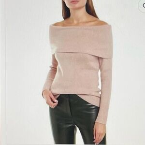 Theory Sabine Off Shoulder Wool Blush Sweater
